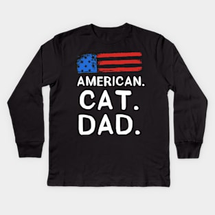 American Cat Dad Kids Long Sleeve T-Shirt